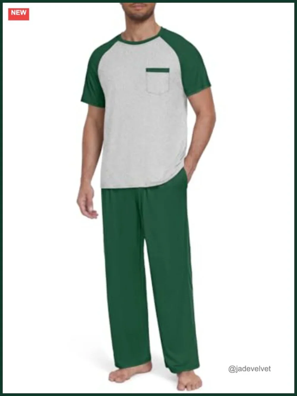 Short Sleeve Pajama Set with Pocket - Lightweight Sleepwear for Men
